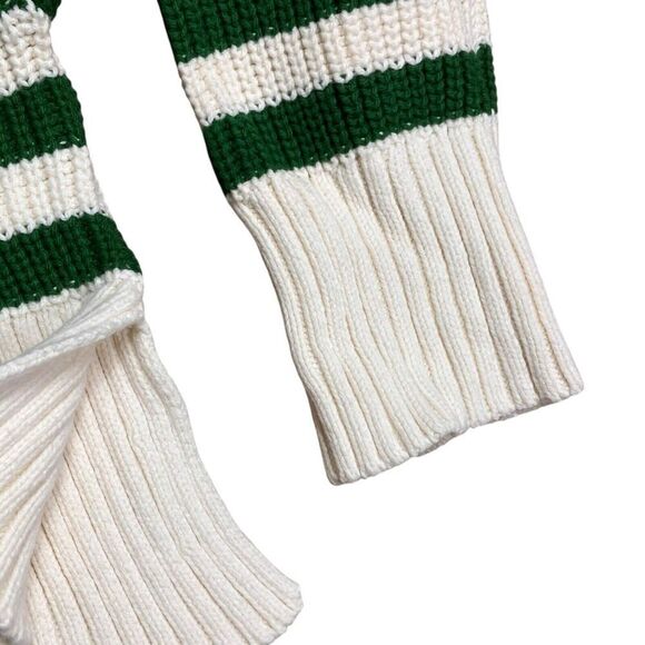Madewell Sweater Womens‎ M Cream Ribbed Green Striped Wide Turtleneck NO064 - Picture 9 of 14